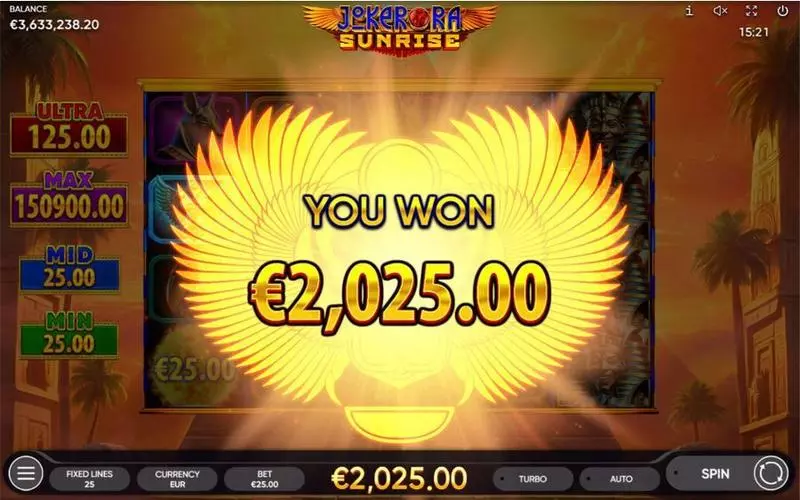 Winning Screenshot - Endorphina Joker Ra - Sunrise Slot