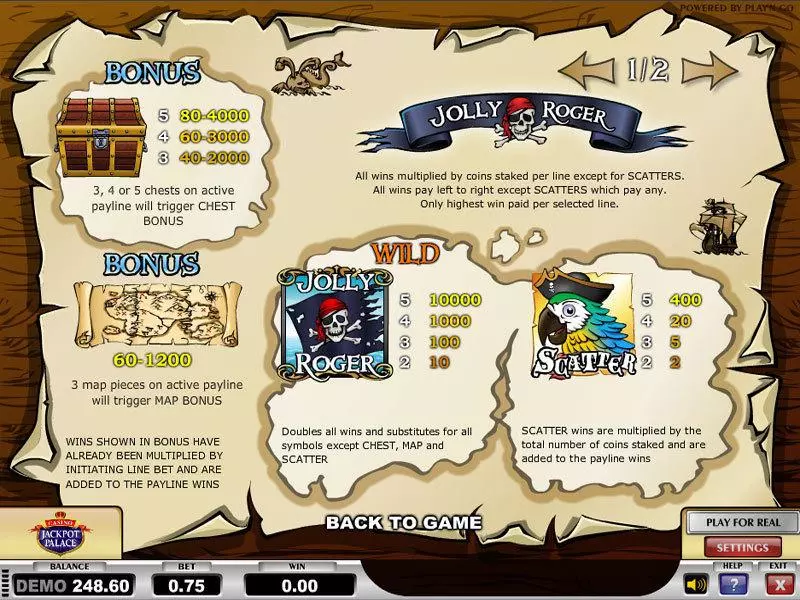 Info and Rules - Play'n GO Jolly Roger Slot