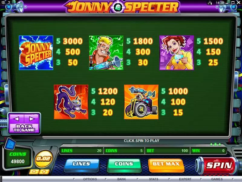 Info and Rules - Microgaming Jonny Specter Slot