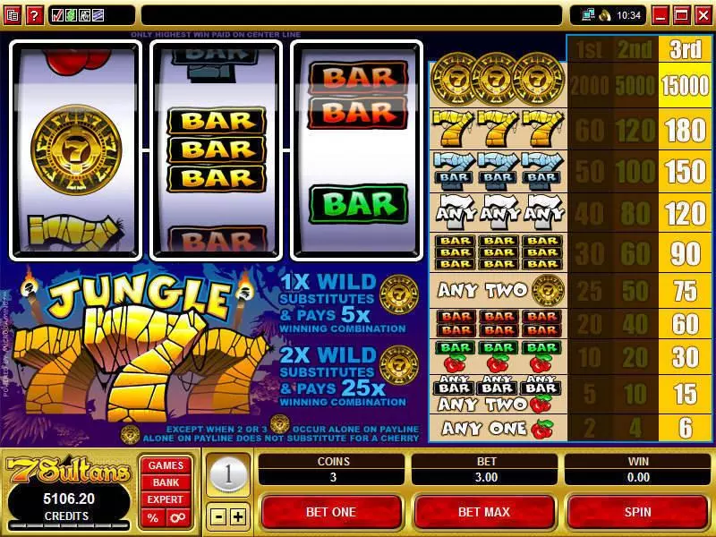 Main Screen Reels - Microgaming Jungle 7's Slot