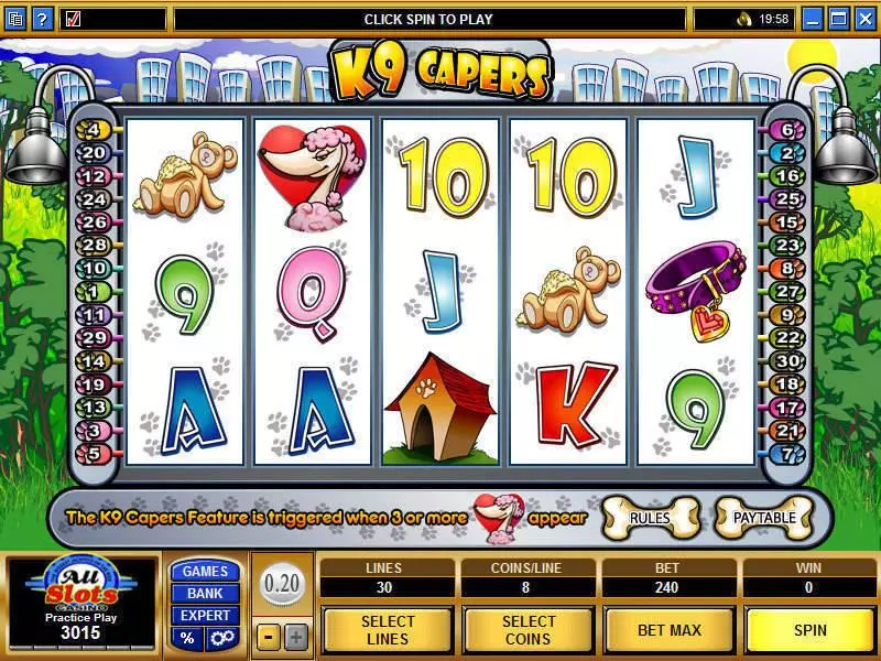 Main Screen Reels - Microgaming K9 Capers Slot