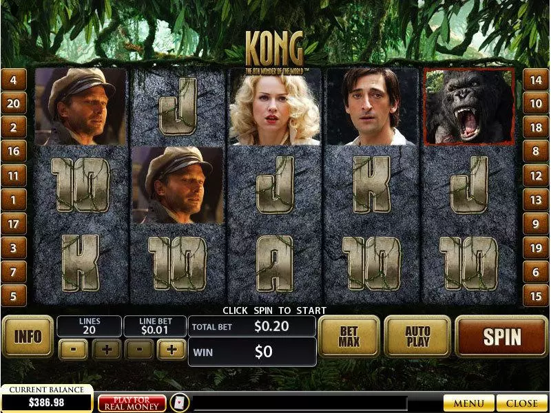 Main Screen Reels - PlayTech King Kong Slot