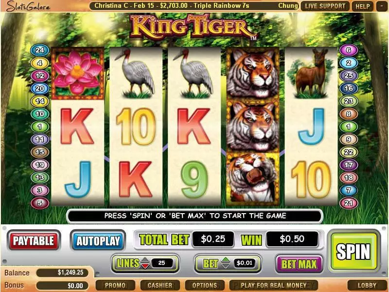 Main Screen Reels - WGS Technology King Tiger Slot