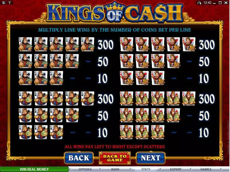 Info and Rules - Microgaming Kings of Cash Slot