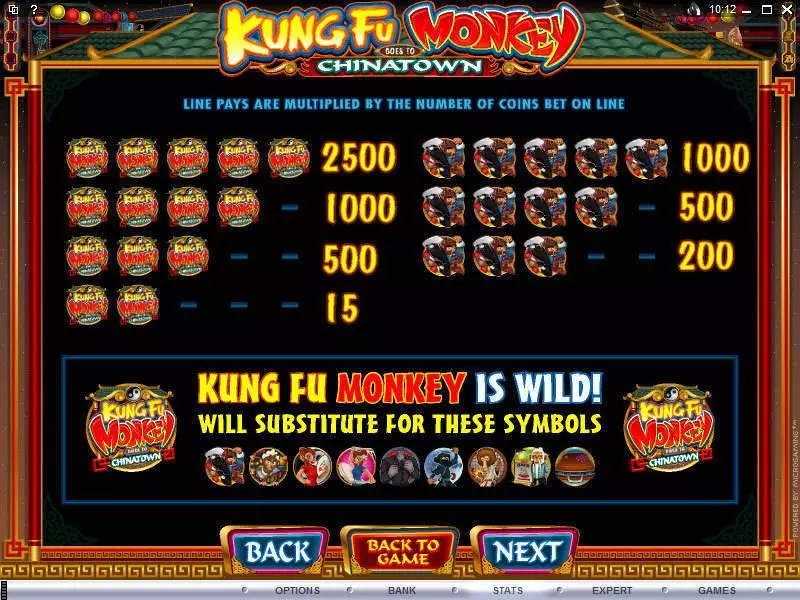Info and Rules - Microgaming Kung Fu Monkey Slot
