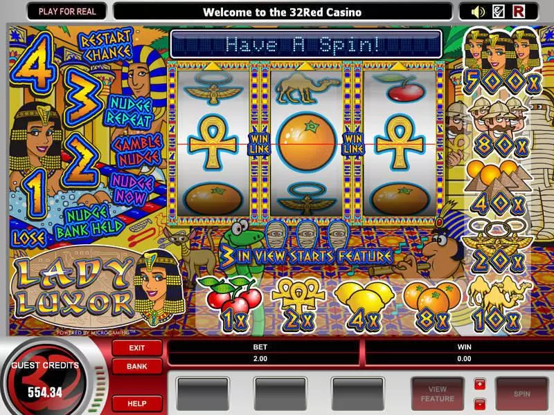 Main Screen Reels - Microgaming Lady Luxor Slot