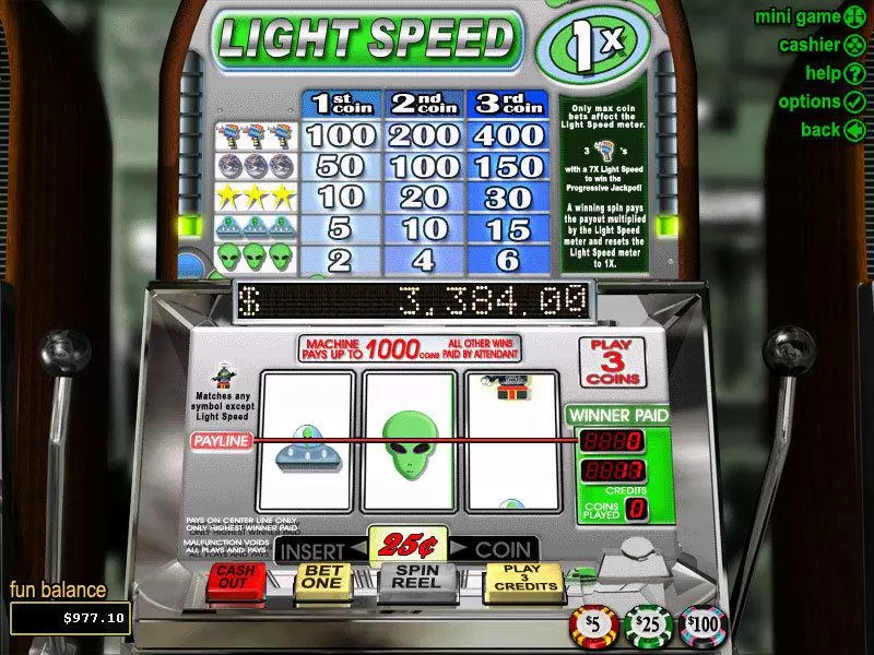 Main Screen Reels - RTG Light Speed Slot