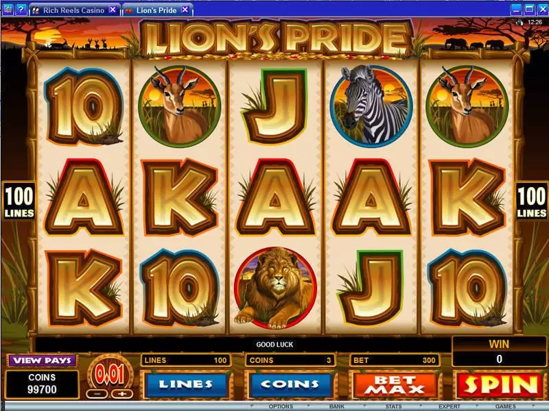 Main Screen Reels - Microgaming Lion's Pride Slot