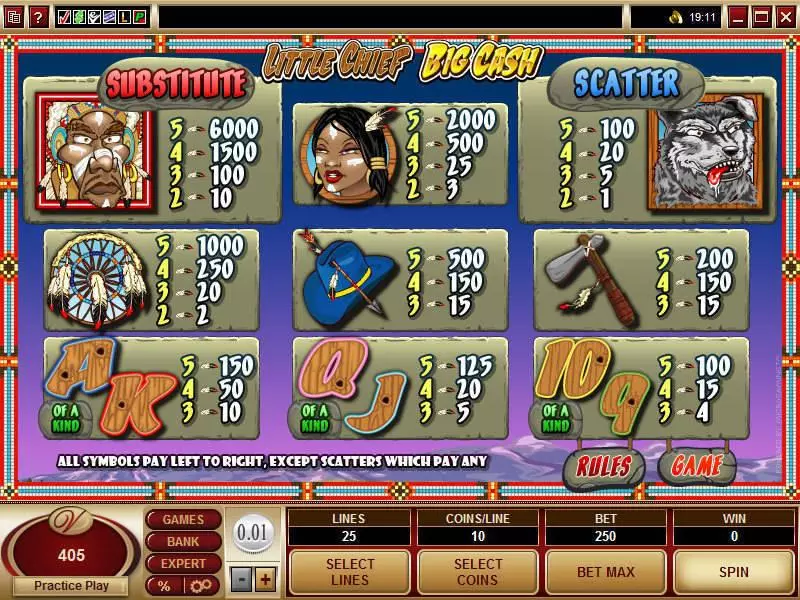 Info and Rules - Microgaming Little Chief Big Cash Slot