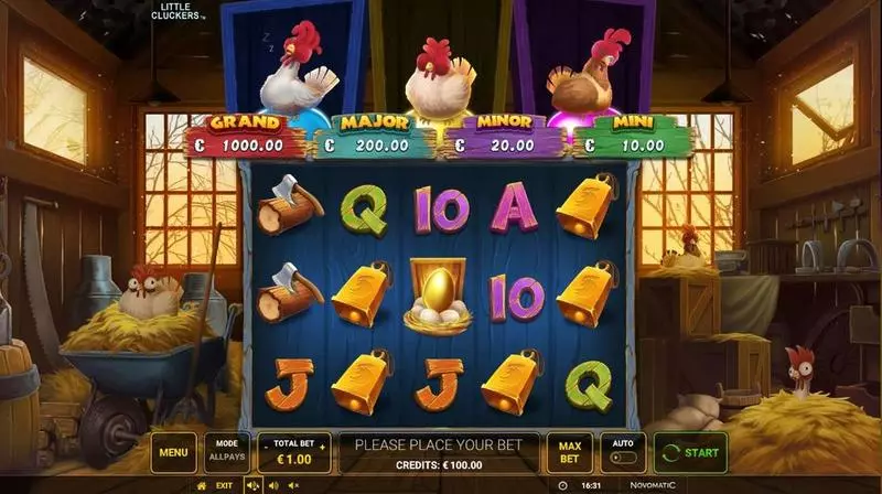 Main Screen Reels - Greentube Little Cluckers Slot