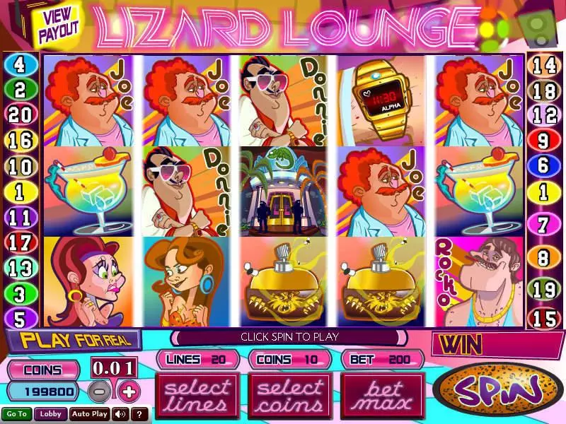 Main Screen Reels - Wizard Gaming Lizard Lounge Slot