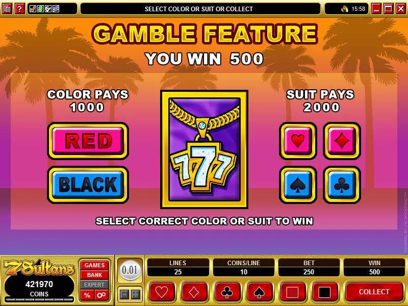 Gamble Screen - Microgaming Loaded Slot