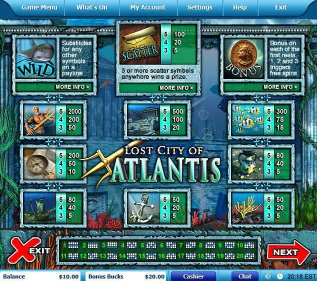 Info and Rules - Leap Frog Lost City of Atlantis Slot