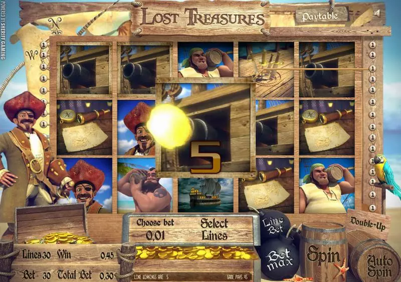 Main Screen Reels - Sheriff Gaming Lost Treasures Slot