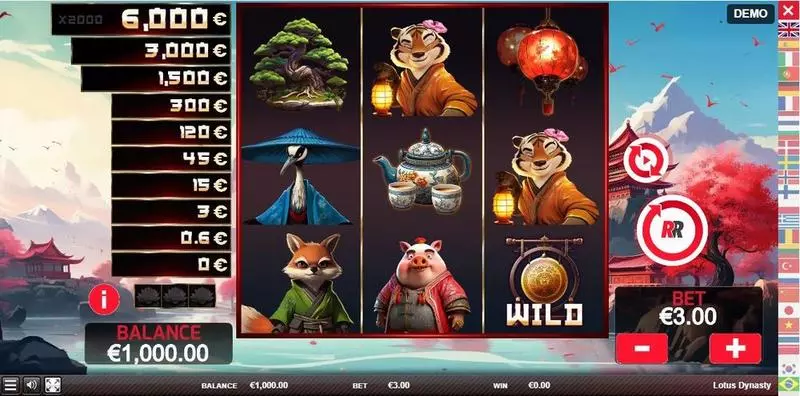Main Screen Reels - Red Rake Gaming Lotus Dynasty Slot