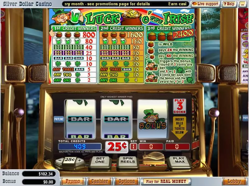 Main Screen Reels - WGS Technology Luck o'the Irish Slot
