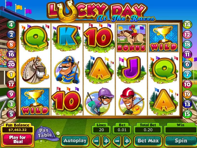 Main Screen Reels - Topgame Lucky Day at the Races Slot