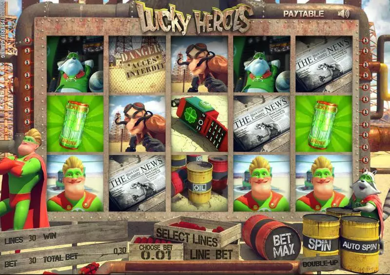 Main Screen Reels - Sheriff Gaming Lucky Heroes Slot