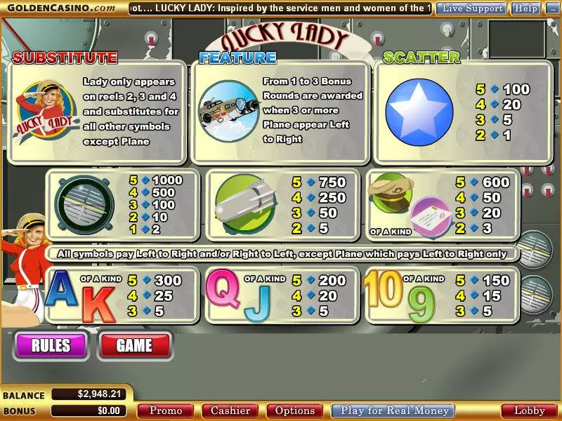 Info and Rules - WGS Technology Lucky Lady Slot