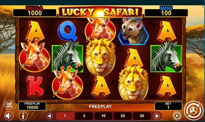 Main Screen Reels - 1Spin4Win Lucky Safari Slot