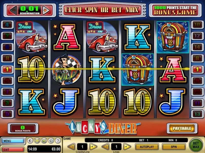 Main Screen Reels - GTECH Lucky's Diner Slot