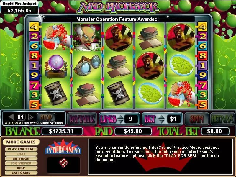 Main Screen Reels - CryptoLogic Mad Professor Slot