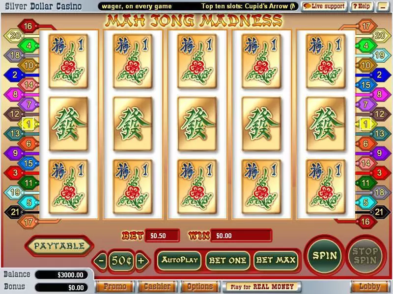 Main Screen Reels - WGS Technology Mah Jong Madness Slot