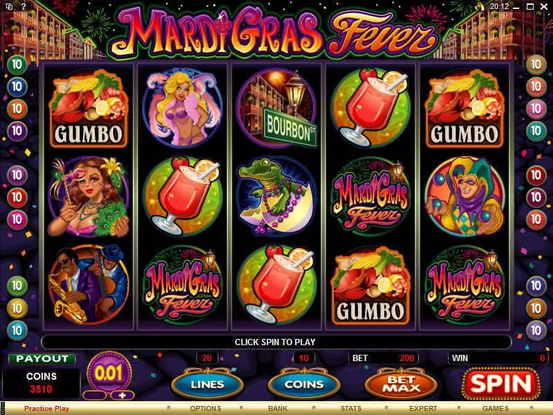 Main Screen Reels - Microgaming Mardi Gras Fever Slot