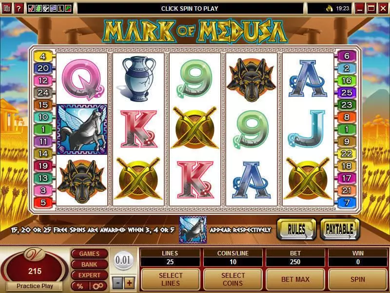 Main Screen Reels - Microgaming Mark of Medusa Slot