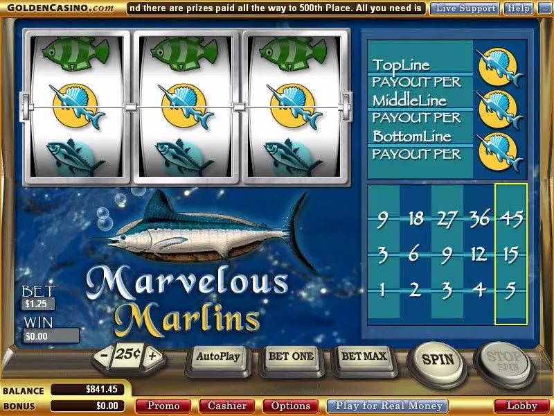 Main Screen Reels - WGS Technology Marvelous Marlins Slot