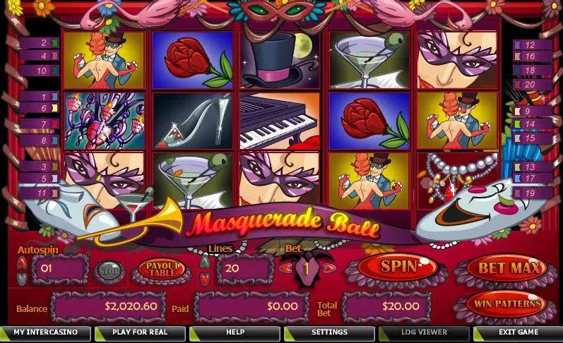 Main Screen Reels - CryptoLogic Masquerade Ball Slot