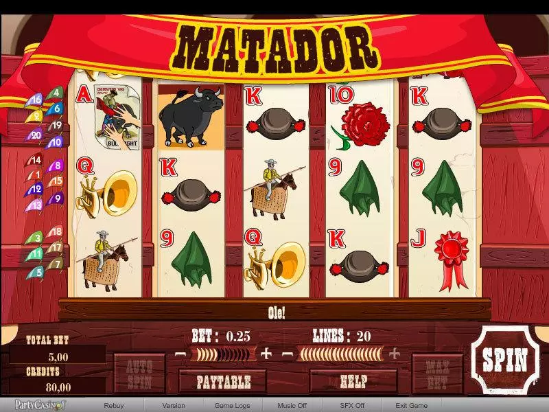 Main Screen Reels - bwin.party Matador Slot