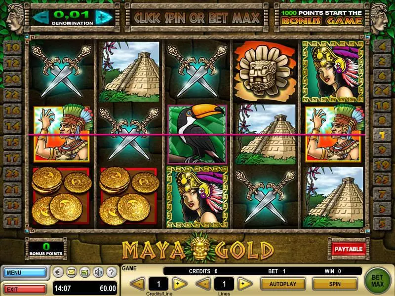 Main Screen Reels - GTECH Maya Gold Slot