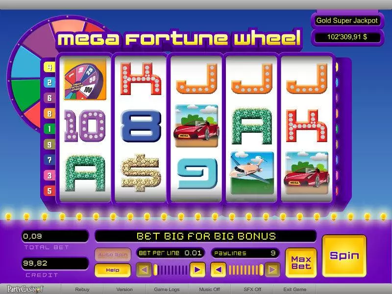 Main Screen Reels - bwin.party Mega Fortune Wheel Slot