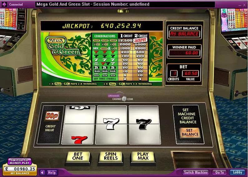 Main Screen Reels - 888 Mega Gold 'n' Green Slot