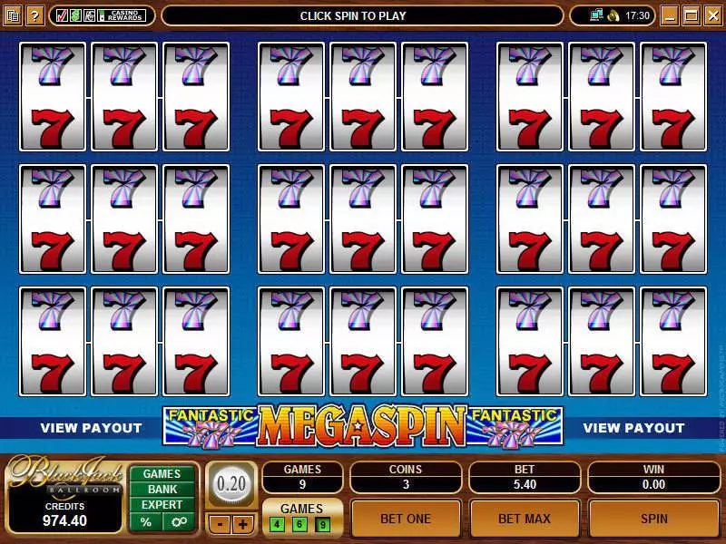 Main Screen Reels - Microgaming Mega Spin - Fantastic Sevens Slot