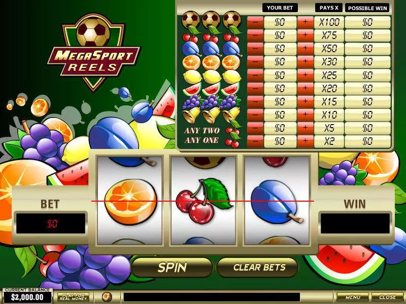 Main Screen Reels - PlayTech MegaSport Reels Slot