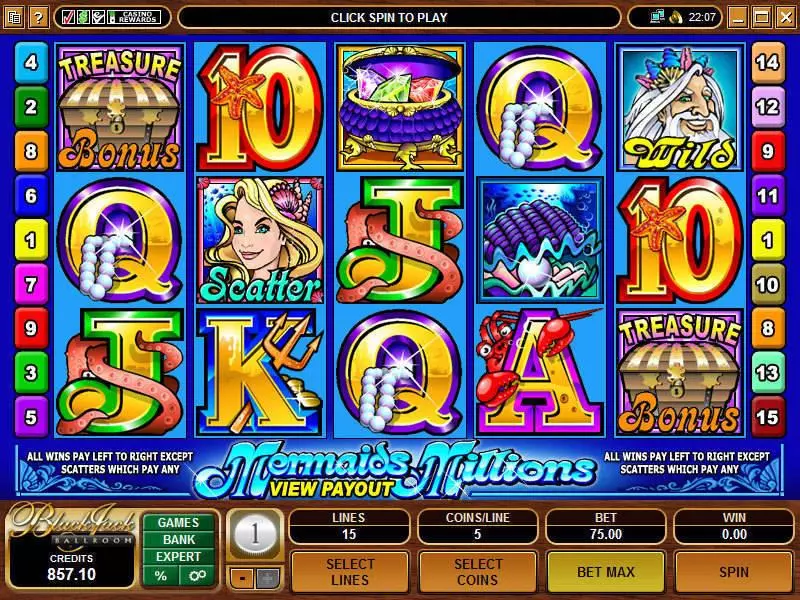 Main Screen Reels - Microgaming Mermaids Millions Slot