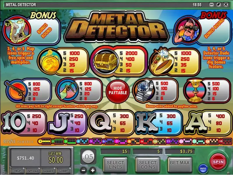 Info and Rules - Rival Metal Detector Slot