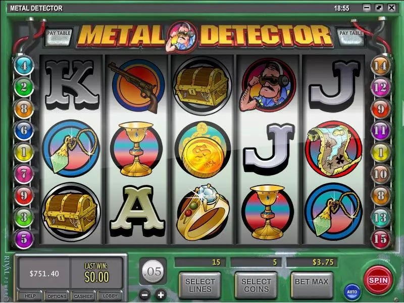 Main Screen Reels - Rival Metal Detector Slot