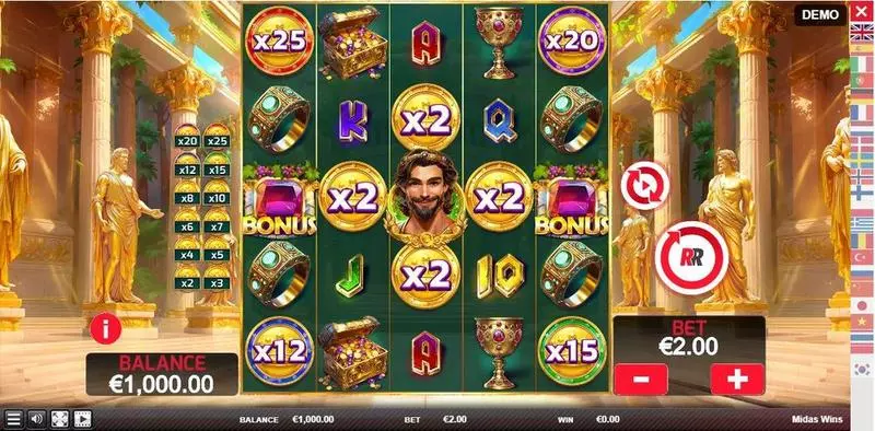Main Screen Reels - Red Rake Gaming Midas Wins Slot
