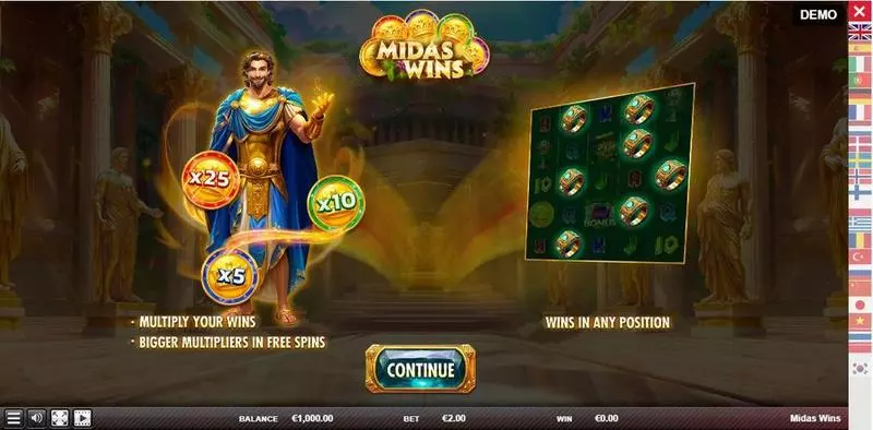 Info and Rules - Red Rake Gaming Midas Wins Slot