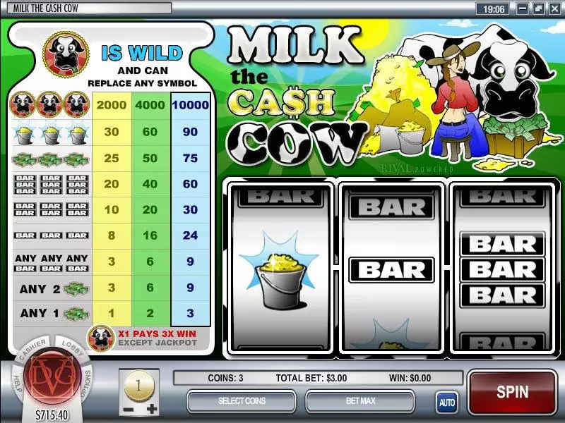 Main Screen Reels - Rival Milk the Cash Cow Slot