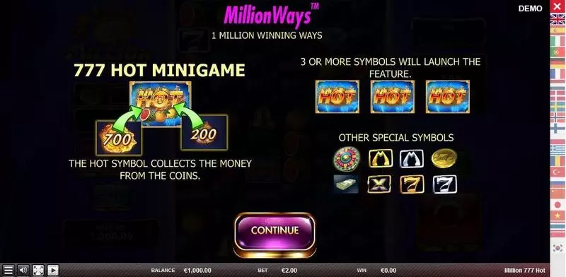 Info and Rules - Red Rake Gaming Million 777 Hot Slot