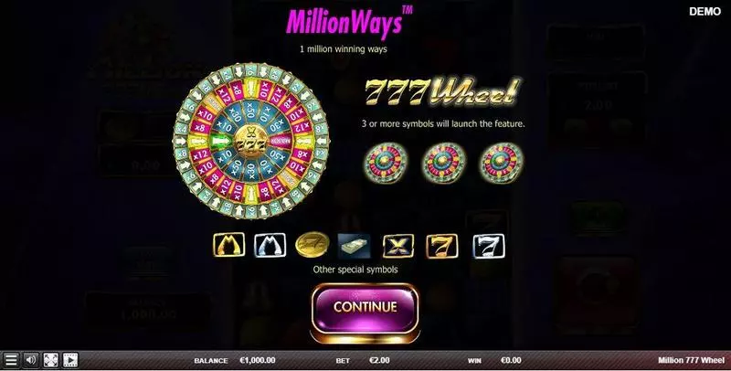 Info and Rules - Red Rake Gaming Million 777 Wheel  Slot