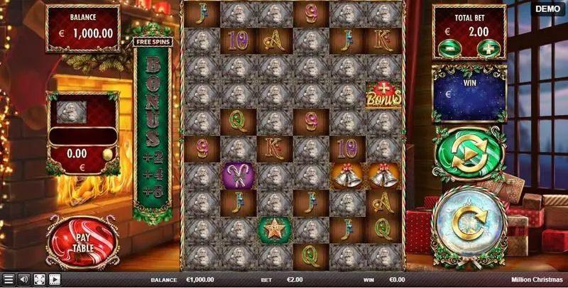 Main Screen Reels - Red Rake Gaming Million Christmas Slot