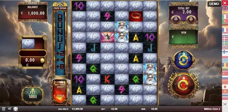 Main Screen Reels - Red Rake Gaming Million Zeus 2 Slot