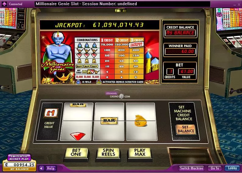 Main Screen Reels - 888 Millionaire Genie Slot