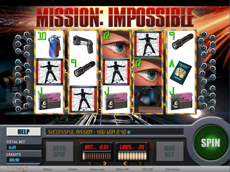 Main Screen Reels - bwin.party Mission Impossible Slot