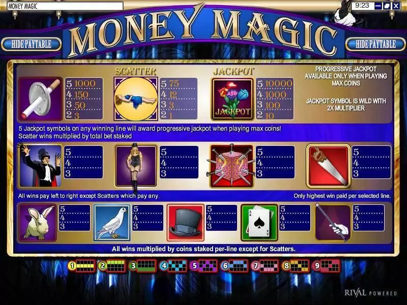 Info and Rules - Rival Money Magic Slot